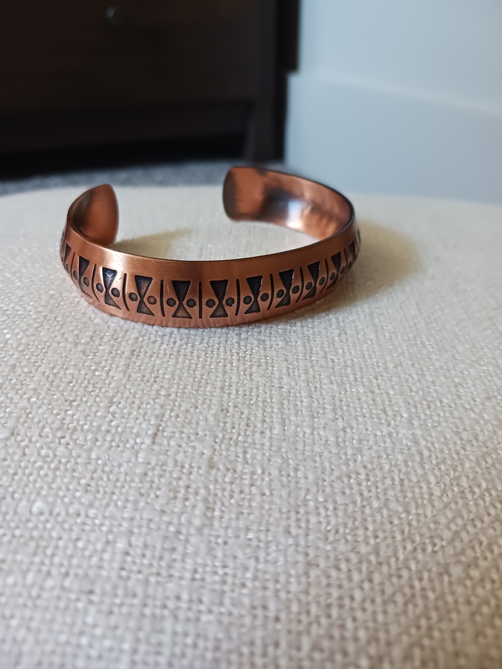Vintage 1970's Copper Engraved Cuff Bracelet/ Boho Tribal Southwestern Bangle